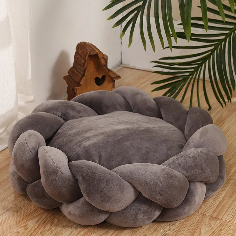 Non-slip Winter Round Plush Pet Dog Cat  Bed Anti-scratch Nest for Deep Sleep Cats Bed puppy Basket Kennel With Removable Mat
