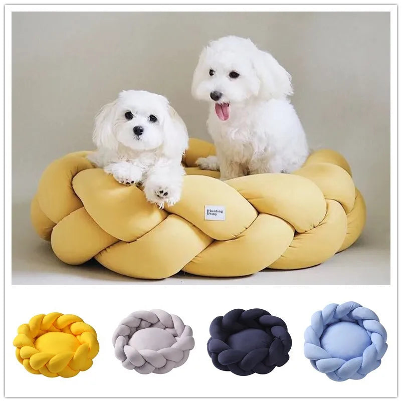 Non-slip Winter Round Plush Pet Dog Cat  Bed Anti-scratch Nest for Deep Sleep Cats Bed puppy Basket Kennel With Removable Mat