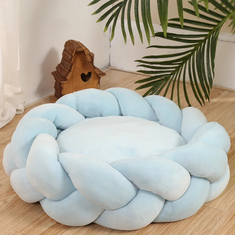 Non-slip Winter Round Plush Pet Dog Cat  Bed Anti-scratch Nest for Deep Sleep Cats Bed puppy Basket Kennel With Removable Mat