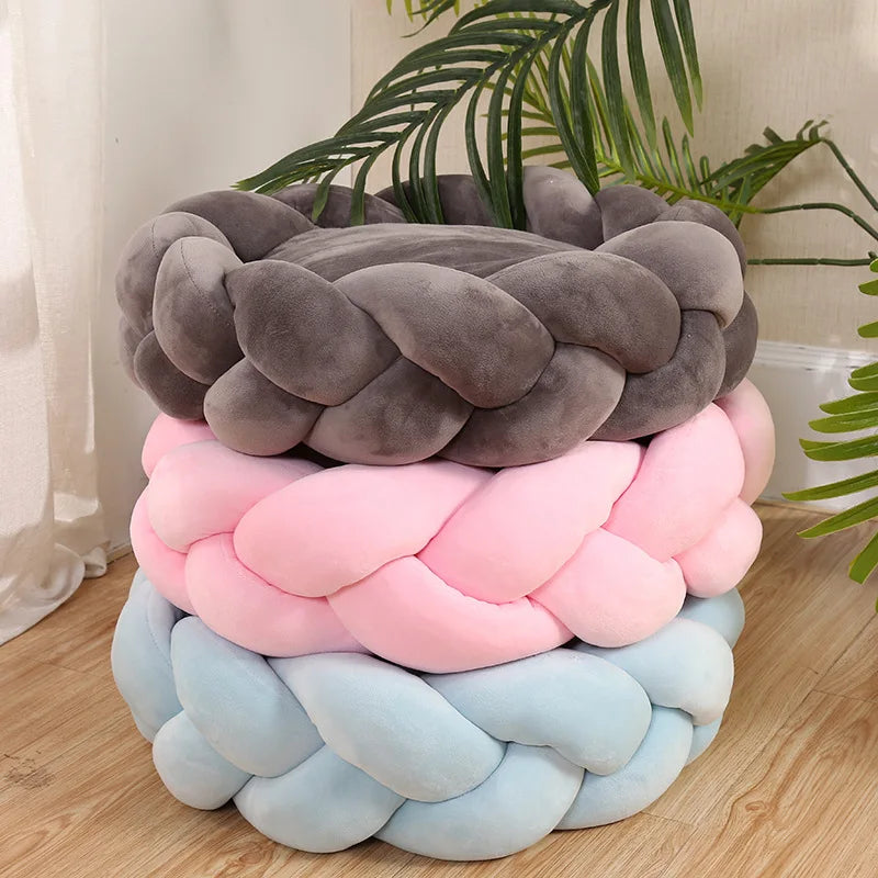 Non-slip Winter Round Plush Pet Dog Cat  Bed Anti-scratch Nest for Deep Sleep Cats Bed puppy Basket Kennel With Removable Mat