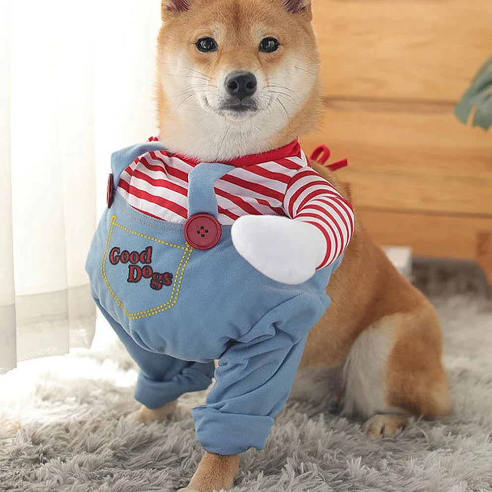 Pet Dog Creative Clothes Quirky Dog Clothes Adjustable Pets Role Playing Costume Holding Knife for Small Medium Large Dogs Pets
