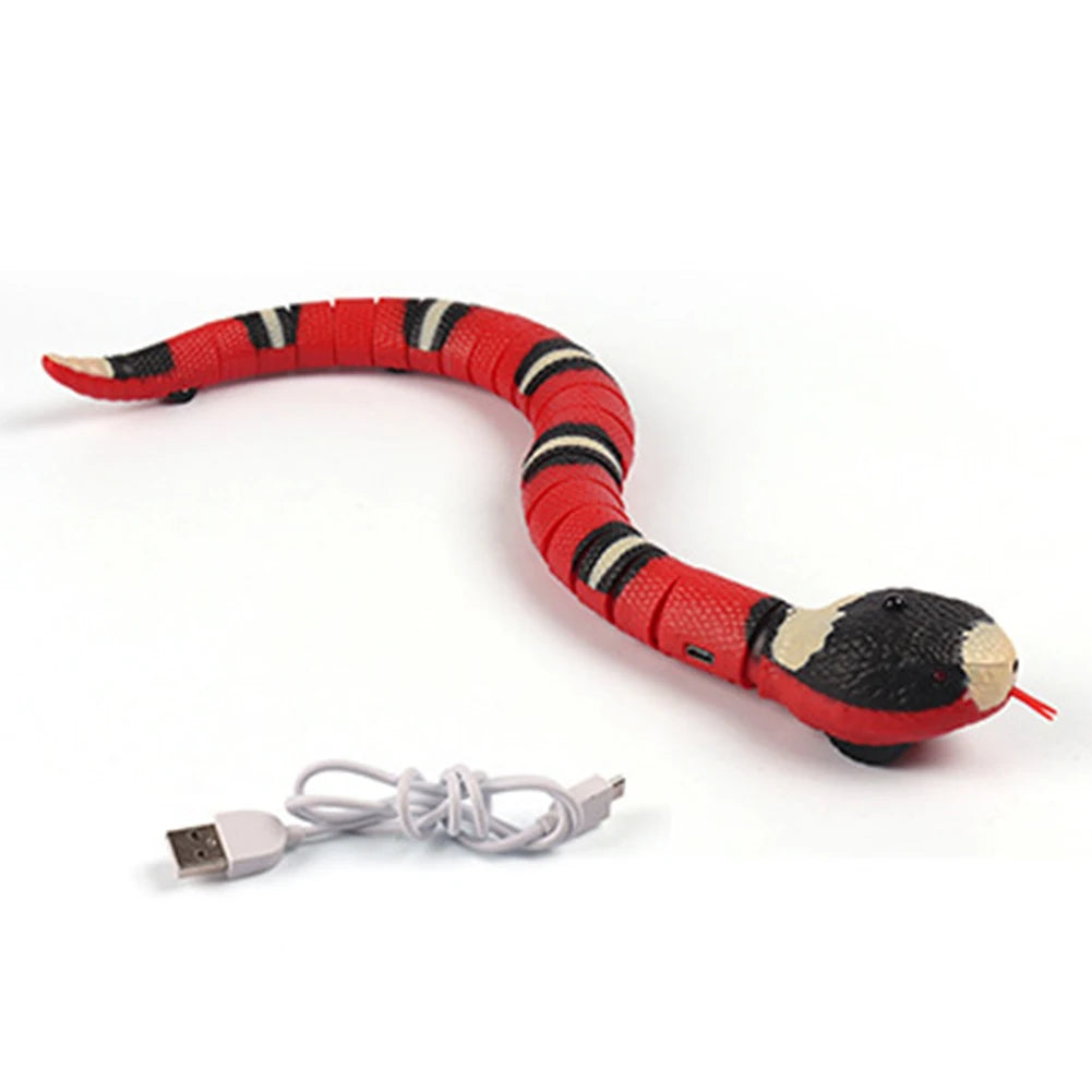 Smart Sensing Snake Rechargeable Interactive Cat Toys Automatically Sense Obstacles and Escape Moving Electric Cat Snake Toy