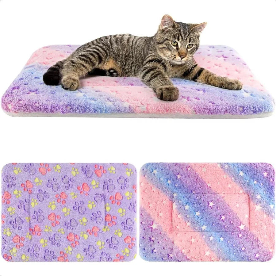2 Pack Cat Blanket for Indoor Cat Warm Calming Kitten Puppy Beds for Anxiety and Str Washable Small Dog Mat for Crate Fuzzy Pet