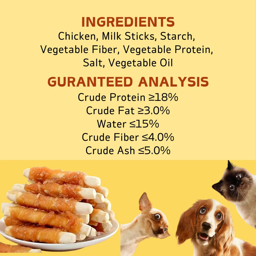 2-Pack(2 x 200g/7.05oz)  Chicken Wrapped Milk Calcium Stick, Dog Treats For Small, Medium, & Large Dog - Made With Chicken