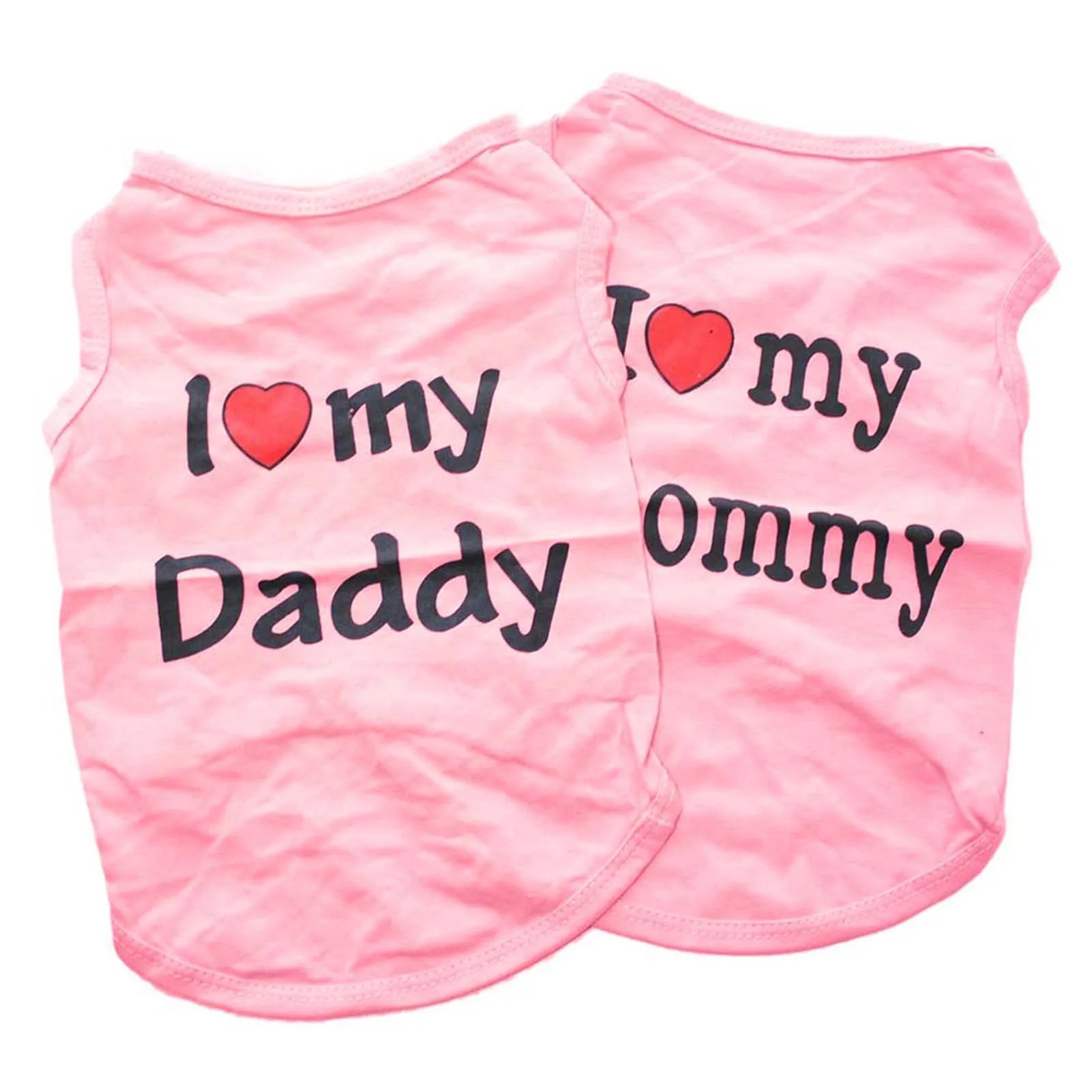 Lovely I Love My Daddy Mommy Small Dog Puppy Pet Cotton Clothes Sleeveless Vest