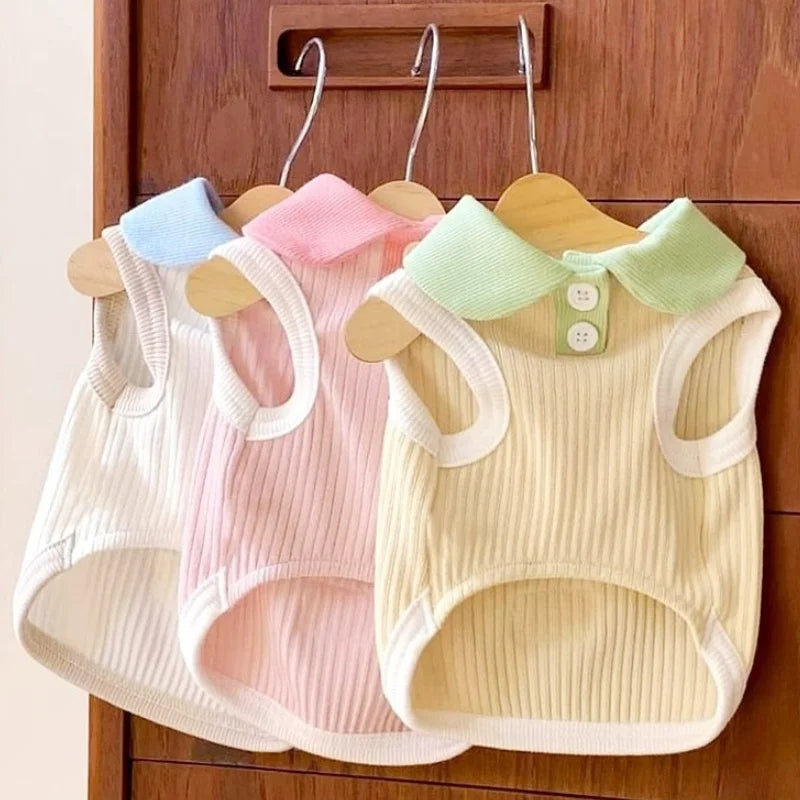 Summer Dog Polo Shirt Fashion Dog Clothes Breathable Puppy Vest Cat Solid T-Shirt Clothing Pet Vest York Chihuahua Dog Clothes