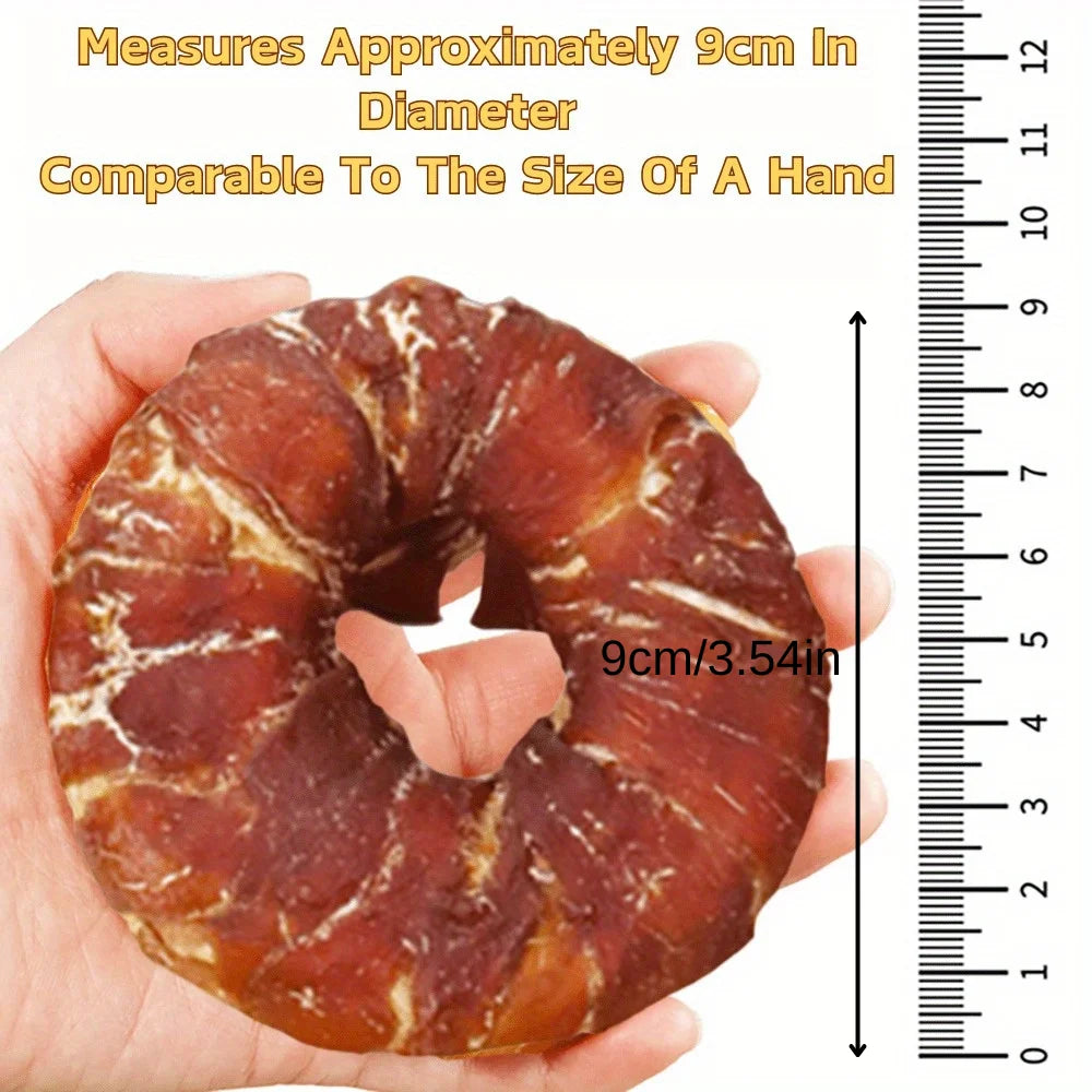5.29oz/10.58 (150g/300g) Dog Treats Long Lasting, Rawhide Chews for Dogs, Duck Wrapped Rawhide Donuts Ring