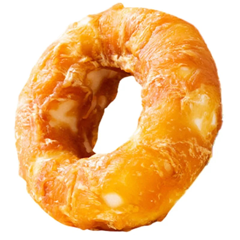 5.29oz/10.58 (150g/300g) Dog Treats Long Lasting, Rawhide Chews for Dogs, Chicken Wrapped Rawhide Donuts Ring