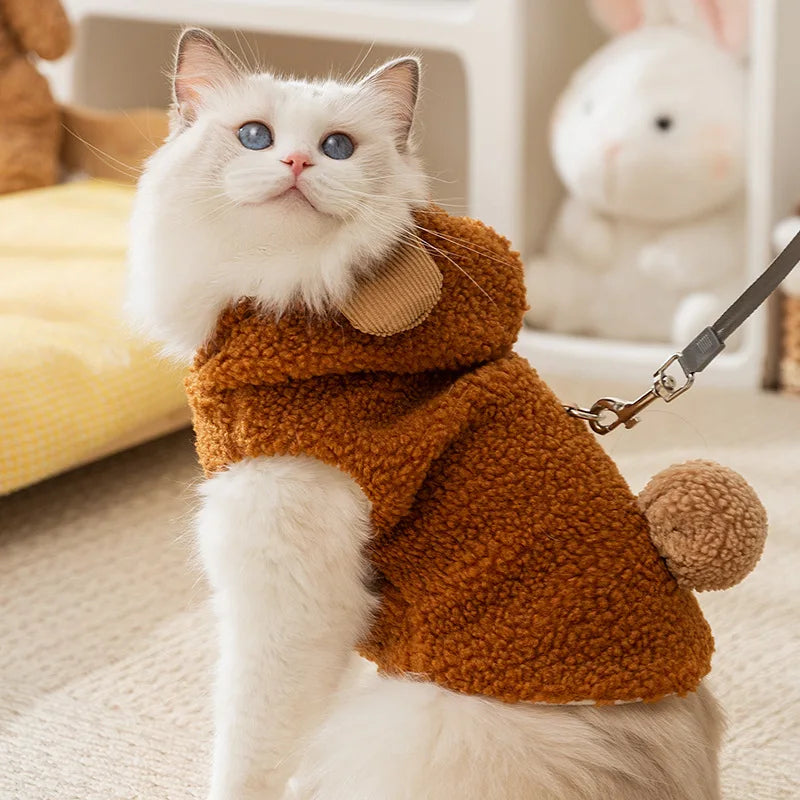 Puppy cat clothes Four seasons cute animal sleeveless traction sweater Teddy pet cat clothes dog clothes