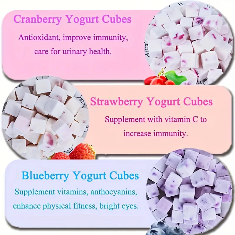 100g/3.53oz  Fruit Yogurt Cubes Dog Treats For Dogs Or Cats, Made With Yogurt And Fruit, Healthy, Easily Digestible