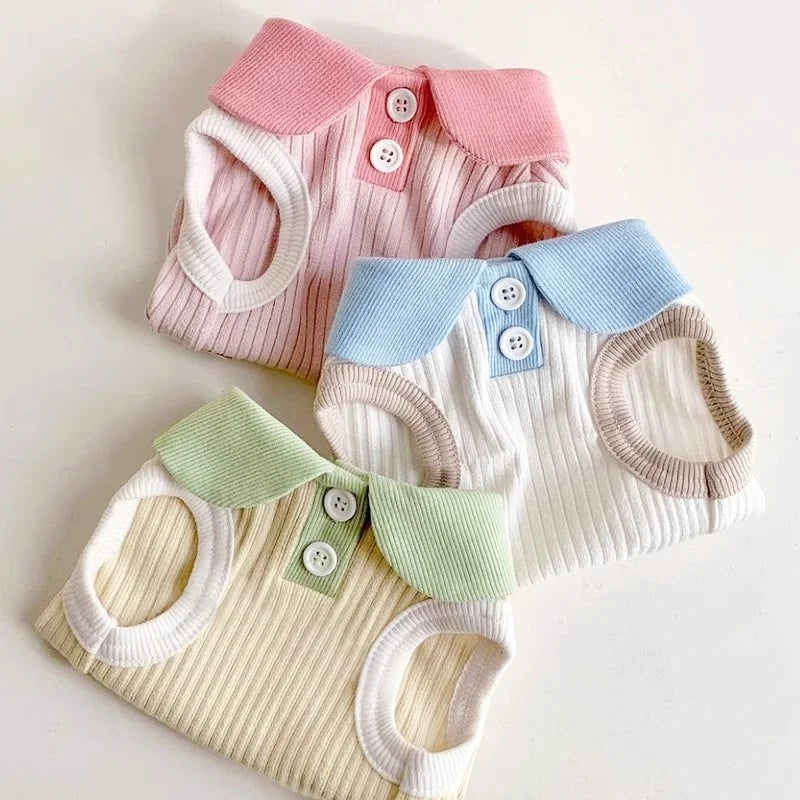 Summer Dog Polo Shirt Fashion Dog Clothes Breathable Puppy Vest Cat Solid T-Shirt Clothing Pet Vest York Chihuahua Dog Clothes