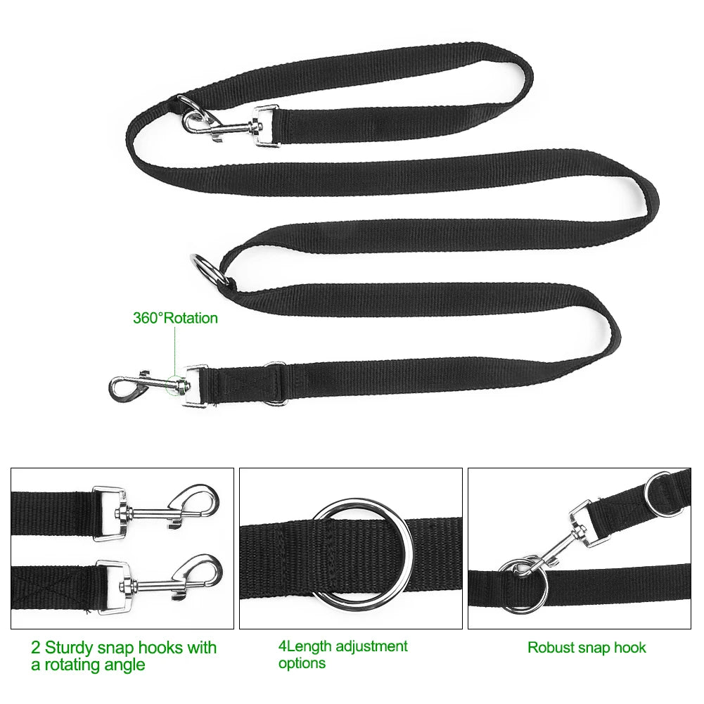 Adjustable Dog Leash for Halti Training, Lead Belt, Hand-Free, Double Ended Police Style for Puppy Walking and Running, 2M, 6ft