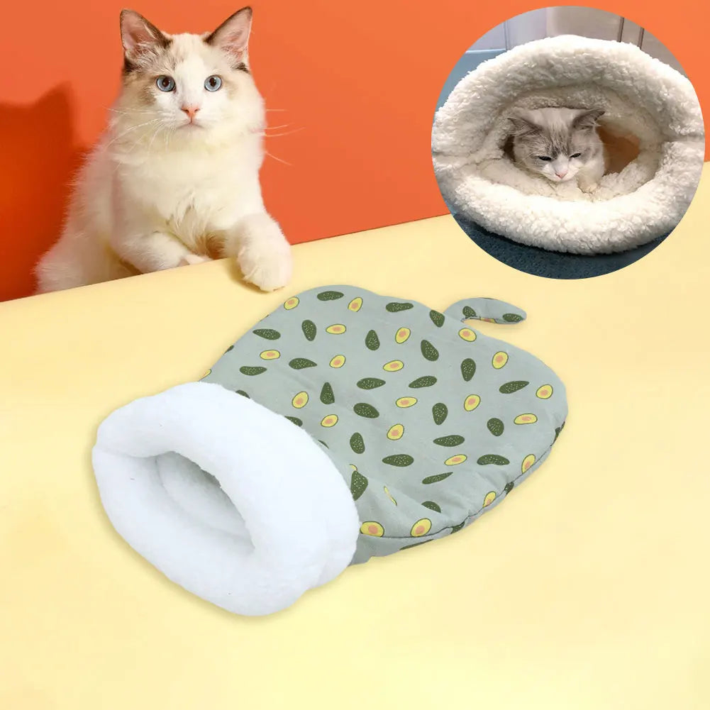 Cute Cartoon Cat Sleeping Bag Soft Plush Funny Tunnel Cat Nest Cat Cave Bed Cat Bed for Cats Pet Supplies 50X35cm/55X45cm