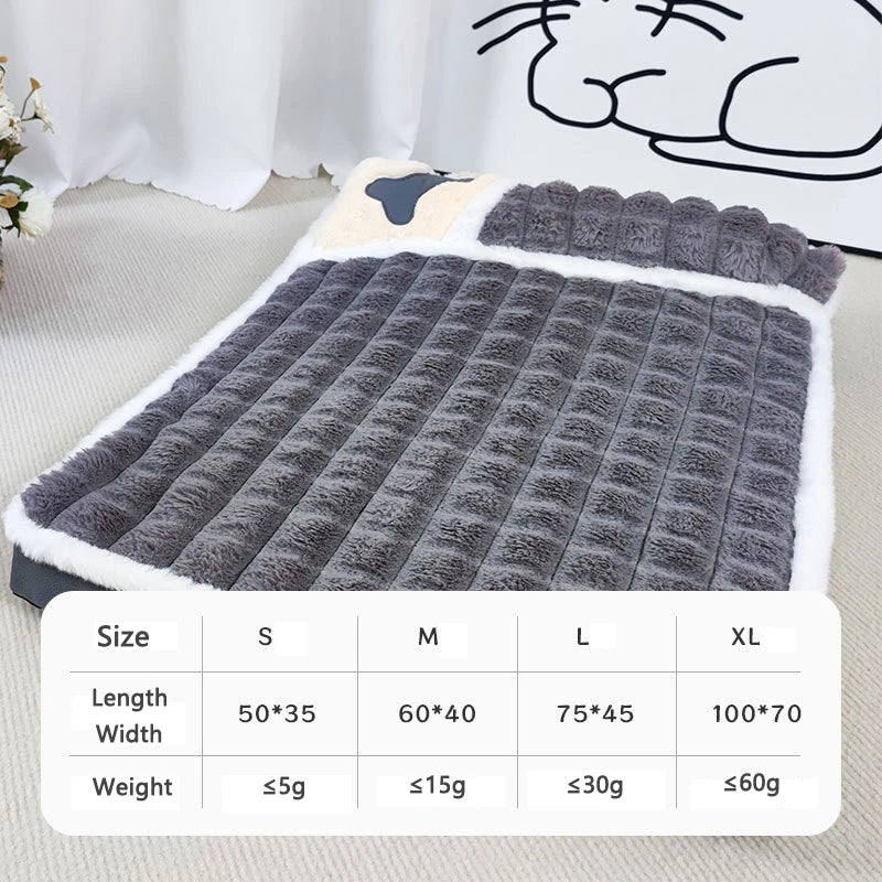 Thickened Dog Bed Removable Winter Super Warm Washable Dog Mat Deep Sleep Fluff Bed for Small Medium Large Dogs Cats Pillow