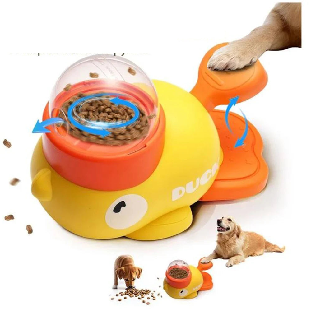 Dog Puzzle Feeder Toys Yellow Duck-Shaped Pet Interactive Toys Food Treat Dispenser Puppy Anti-slip Slow Feeder Training Toys