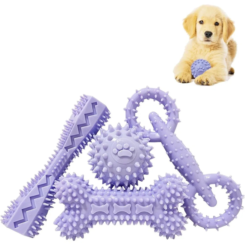 Puppy Toys for 2-8 Months Pets Dog Chew Toy for Small Puppies Teething Toys for Cleaning Teeth Food Dispensing Soft Durable Rubb