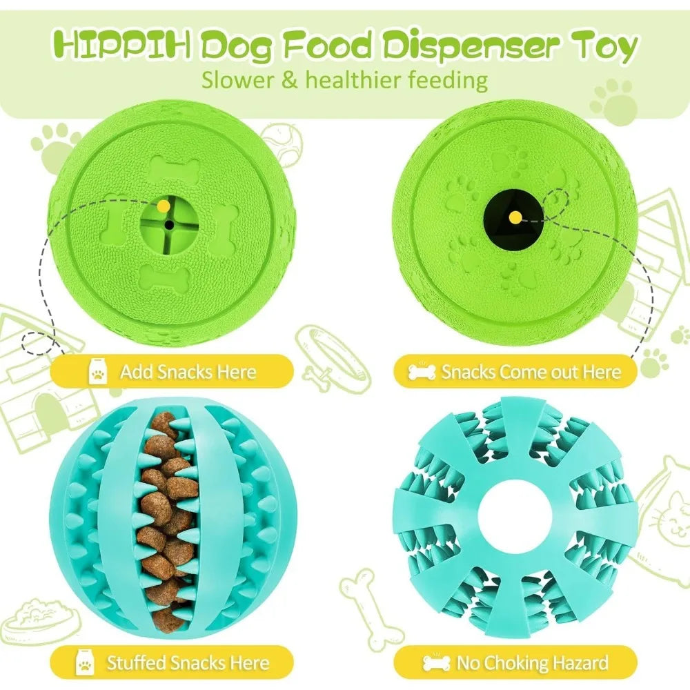 Interactive Dog Toys for Treat Dispensing, Durable Puppy Toys for Teething, Dog Treat Ball for Teeth/Slow Feeder/IQ Training/Pla