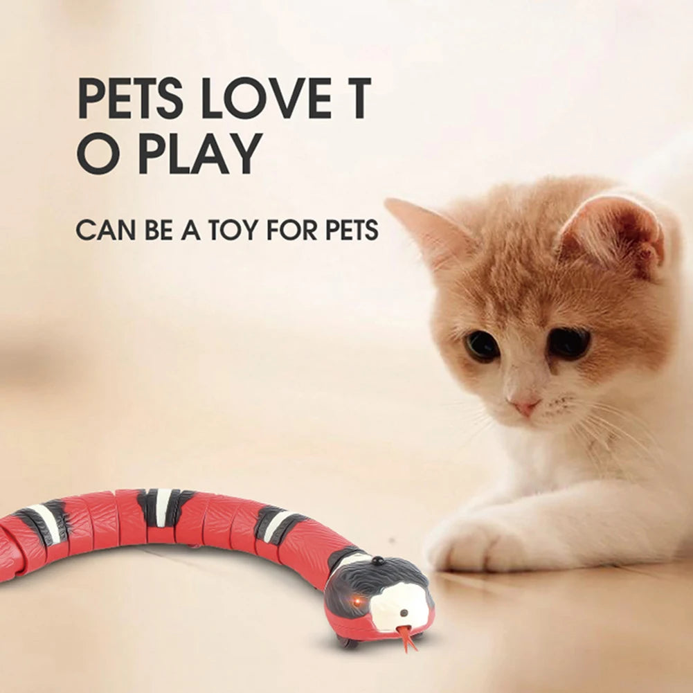 Smart Sensing Snake Rechargeable Interactive Cat Toys Automatically Sense Obstacles and Escape Moving Electric Cat Snake Toy