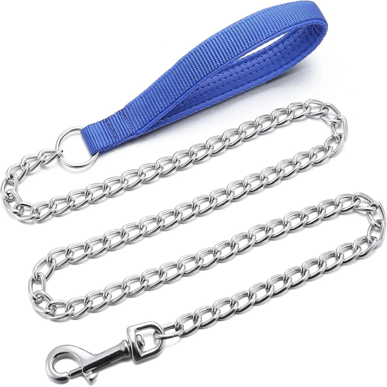 Metal Dog Leash, Integrated Dog Collar and Leash, 4ft Chew Proof Dog Chain Leash with P Chain Slip, Heavy Duty Sturdy Pet Dog Le