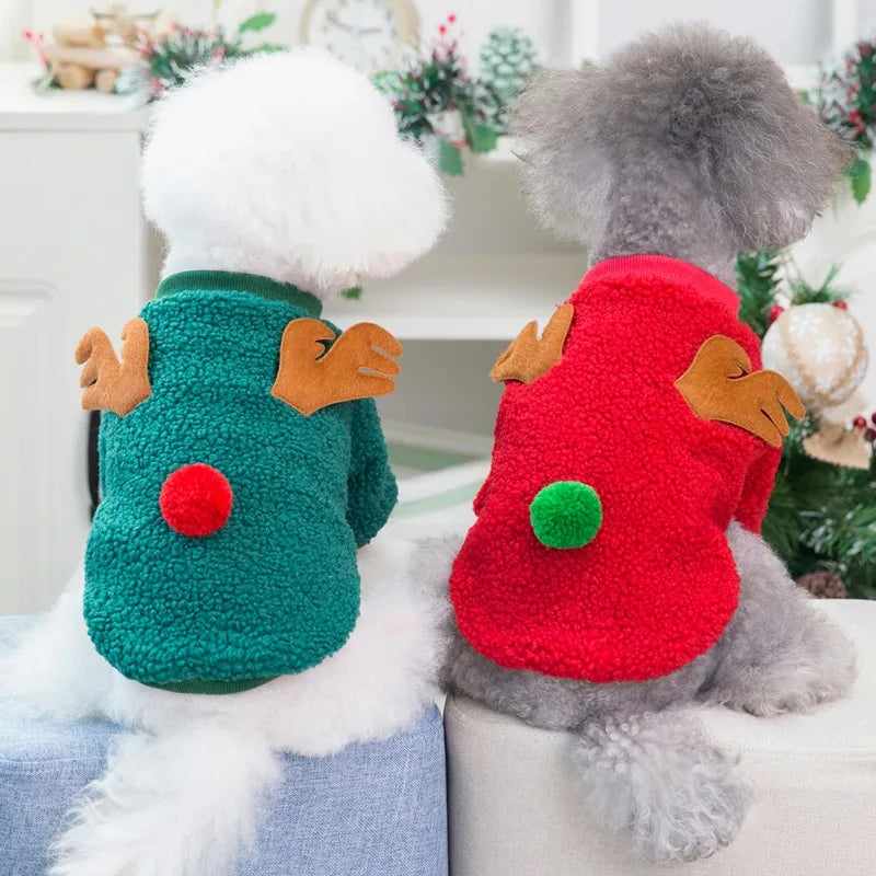 Christmas Pet Clothes Warm Fleece Dog Sweaters Puppy Cat Winter Coats Clothing for Small Dogs Puppy Cat Chihuahua Costume