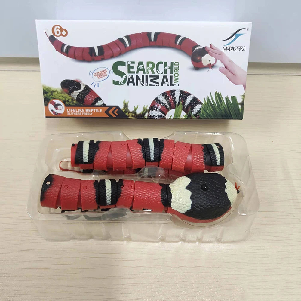 Smart Sensing Snake Rechargeable Interactive Cat Toys Automatically Sense Obstacles and Escape Moving Electric Cat Snake Toy