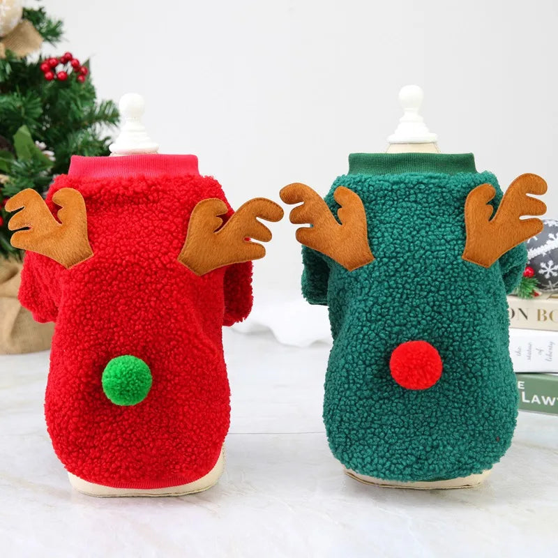 Christmas Pet Clothes Warm Fleece Dog Sweaters Puppy Cat Winter Coats Clothing for Small Dogs Puppy Cat Chihuahua Costume