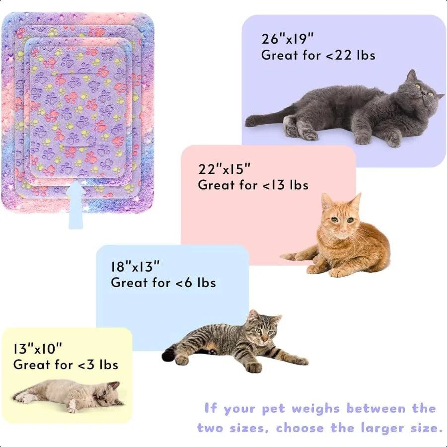 2 Pack Cat Blanket for Indoor Cat Warm Calming Kitten Puppy Beds for Anxiety and Str Washable Small Dog Mat for Crate Fuzzy Pet