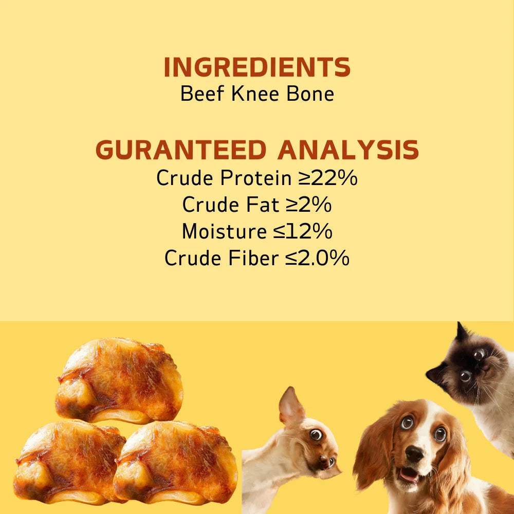 1 Pack(3Count)-11.64oz(330g)-Dog Bones Cow Knee Cap Bone for Small and Medium Breed Dogs Natural