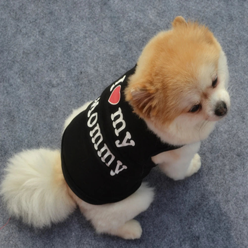 Lovely I Love My Daddy Mommy Small Dog Puppy Pet Cotton Clothes Sleeveless Vest