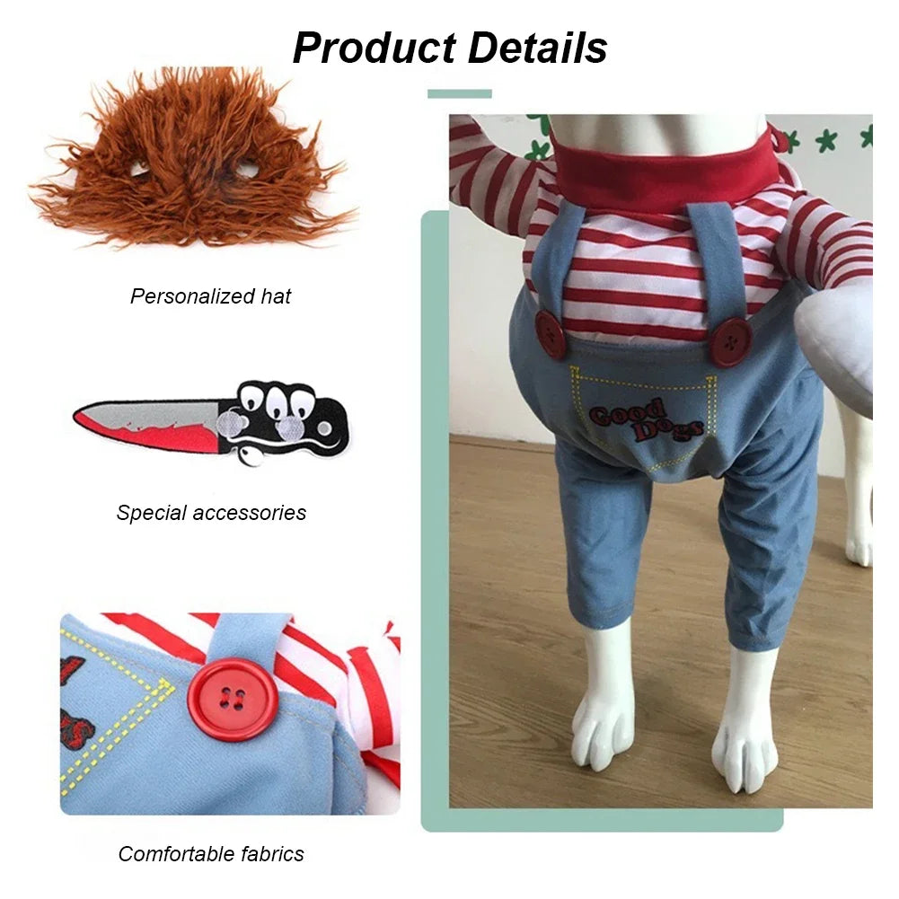 Pet Dog Creative Clothes Quirky Dog Clothes Adjustable Pets Role Playing Costume Holding Knife for Small Medium Large Dogs Pets