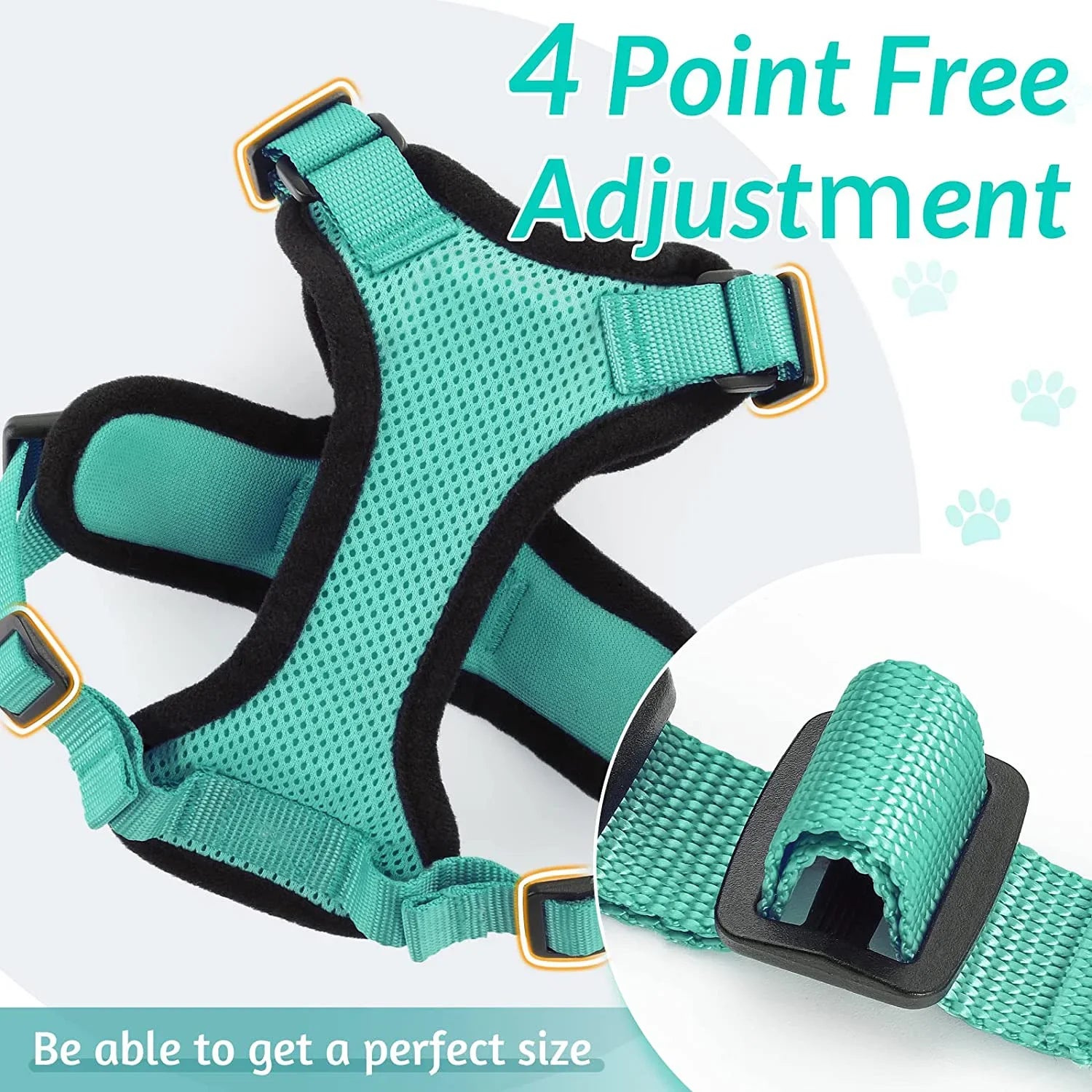 Cat Harness and Leash for Walking, Escape Proof Soft Adjustable Vest Harnesses for Cats, EasyControl Pet collar personalized