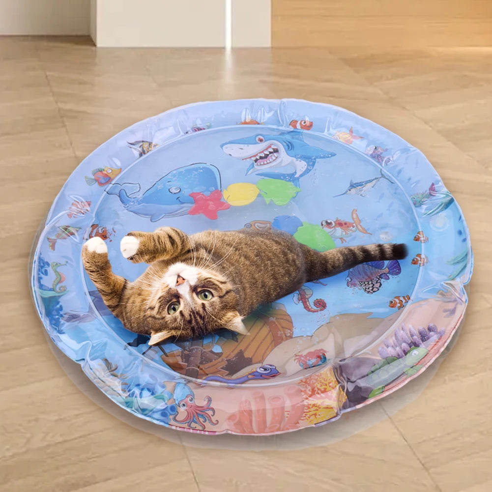 Extra Thick Aqua Interactive Cat Play Mat Cat Toys Bored Pet Animals Cat Kicker Toys Self Play Mat for Running Water Fun
