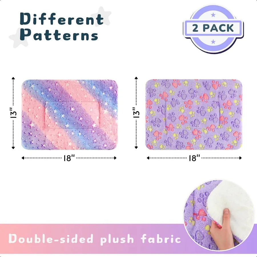2 Pack Cat Blanket for Indoor Cat Warm Calming Kitten Puppy Beds for Anxiety and Str Washable Small Dog Mat for Crate Fuzzy Pet