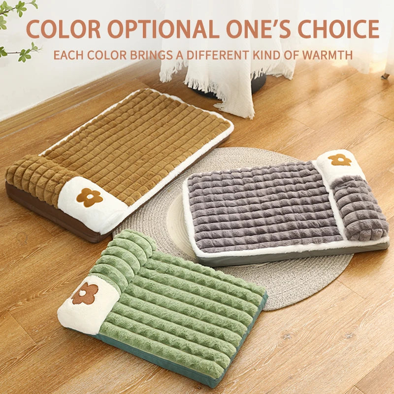 Thickened Dog Bed Removable Winter Super Warm Washable Dog Mat Deep Sleep Fluff Bed for Small Medium Large Dogs Cats Pillow