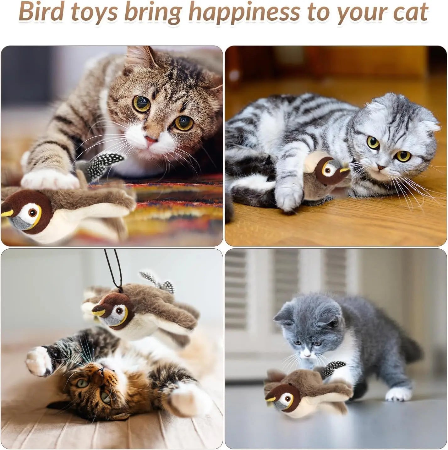 Interactive Flying Bird Toy for Cats and Small Dogs with Chirping and Flapping Wings Pet Entertainer