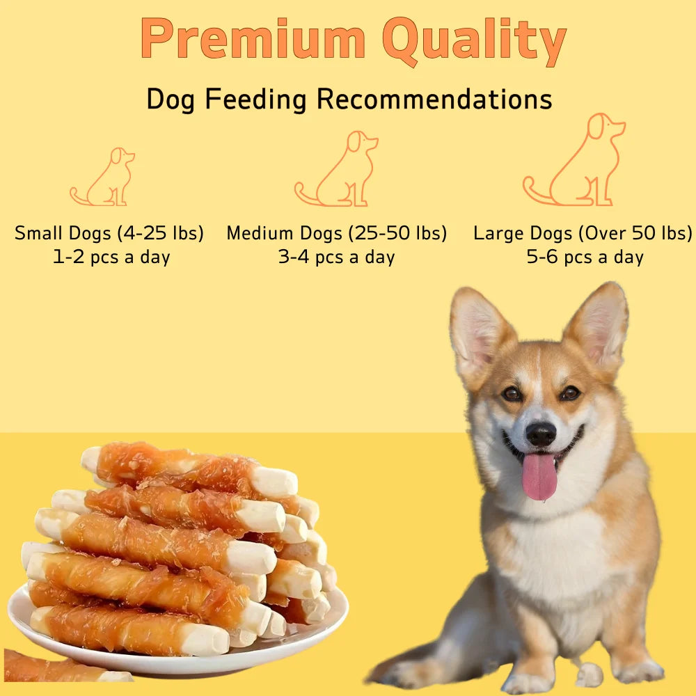 2-Pack(2 x 200g/7.05oz)  Chicken Wrapped Milk Calcium Stick, Dog Treats For Small, Medium, & Large Dog - Made With Chicken