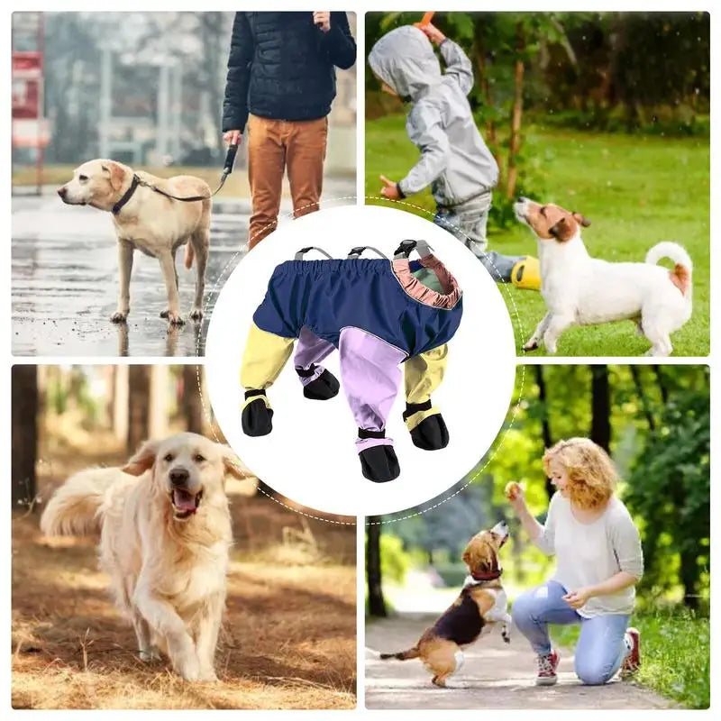 Dog Paw Boot Leggings Outdoor Dog Pants With Suspenders Waterproof Anti-slip Shoes With Adjustable Straps For All Seasons
