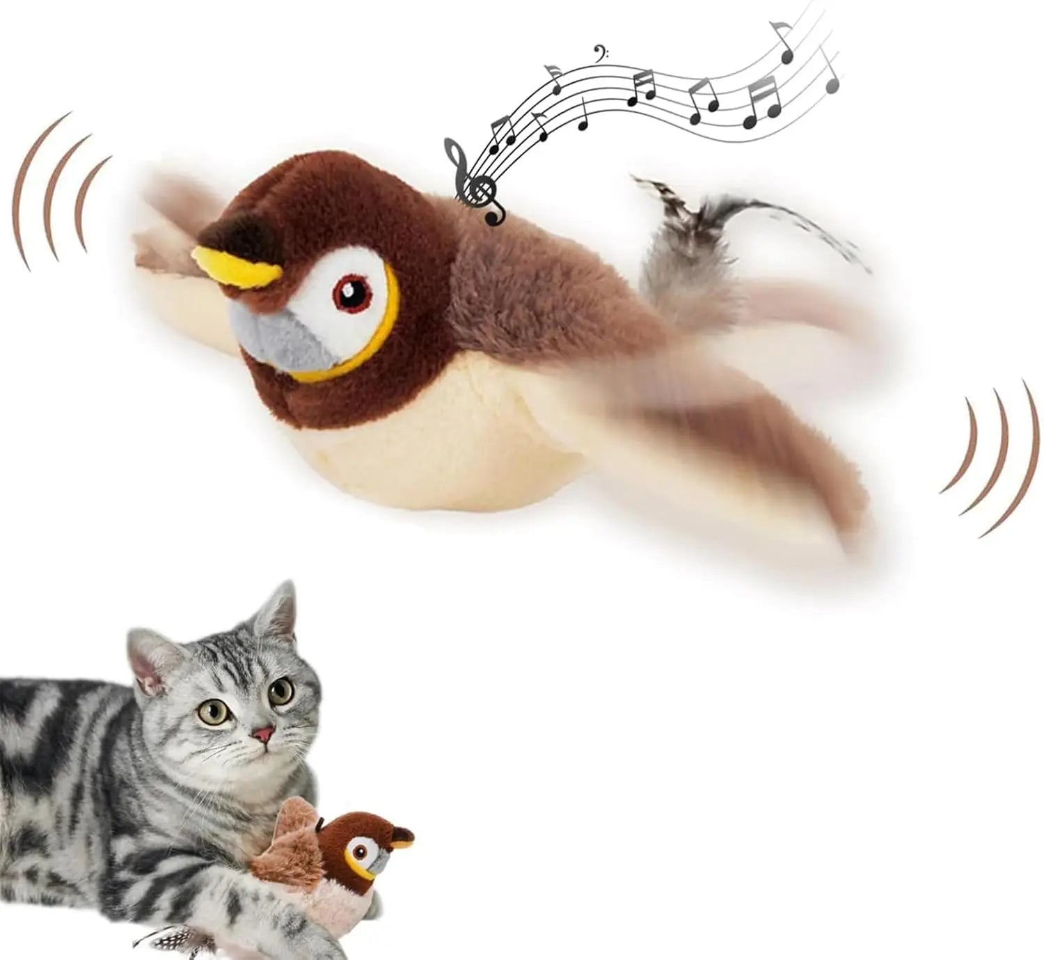 Interactive Flying Bird Toy for Cats and Small Dogs with Chirping and Flapping Wings Pet Entertainer