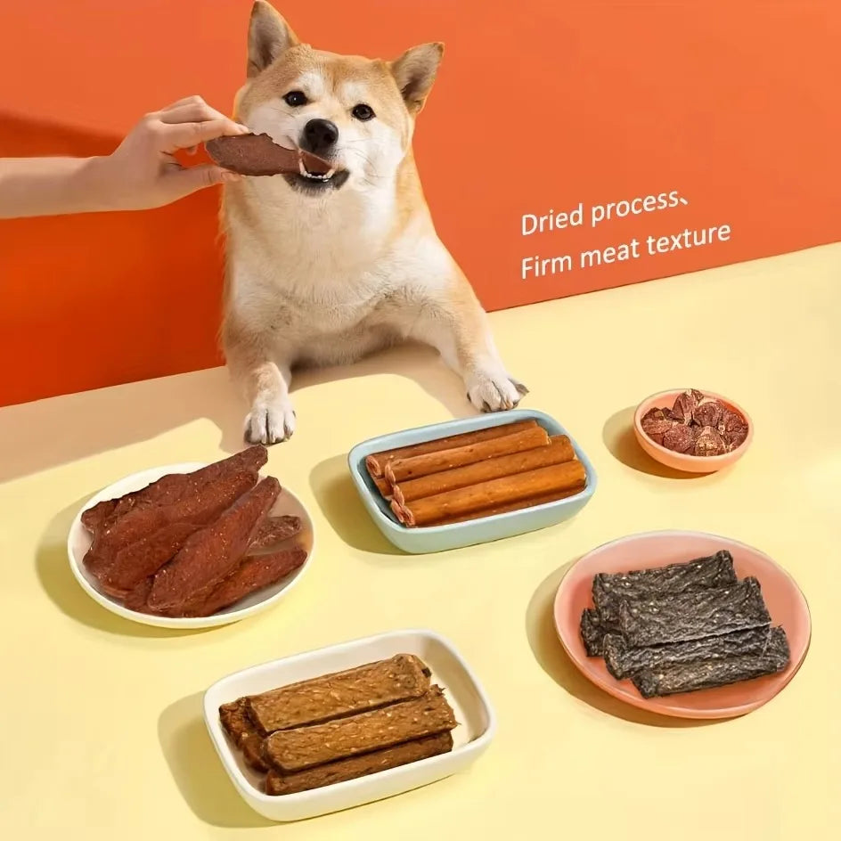 12.7oz Natural Jerky Dog Treat Chewable Protein Snacks with Chicken Turkey Salmon Beef Duck Dental Health Treat for All Dog Size