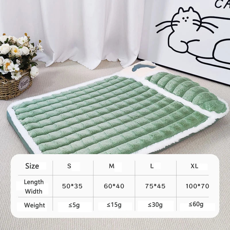 Thickened Dog Bed Removable Winter Super Warm Washable Dog Mat Deep Sleep Fluff Bed for Small Medium Large Dogs Cats Pillow