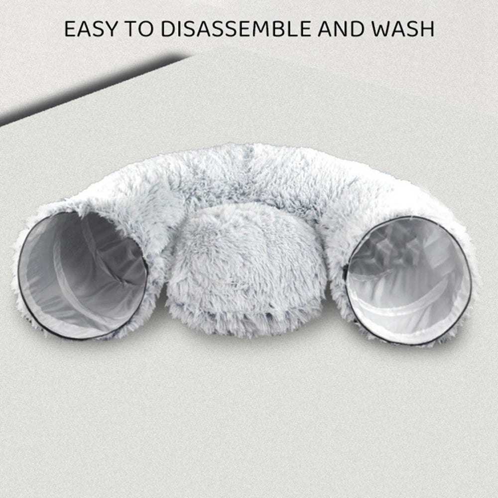 Cat Tunnel Bed with Mat Big Tube Playground Toy Soft Plush Material Full Shape Non-slip for Kitten Cat Puppy Playing 84cm/33.07