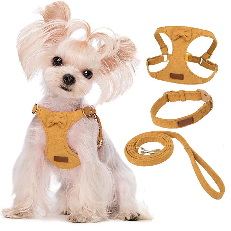 Small Dog Harness Collar and Leash Set, No Chock No Pull Soft Mesh Adjustable Dog Vest Harnesses for for Puppy Small Dogs