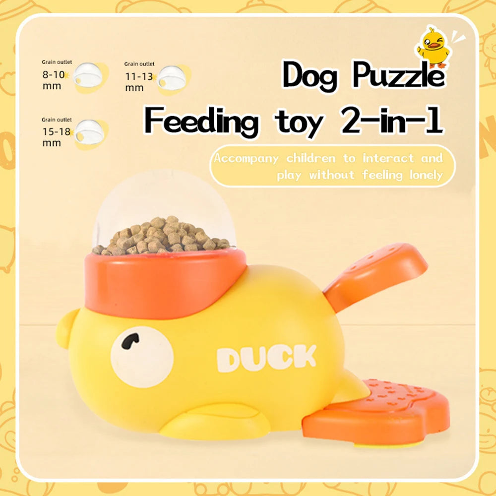 Dog Puzzle Feeder Toys Yellow Duck-Shaped Pet Interactive Toys Food Treat Dispenser Puppy Anti-slip Slow Feeder Training Toys
